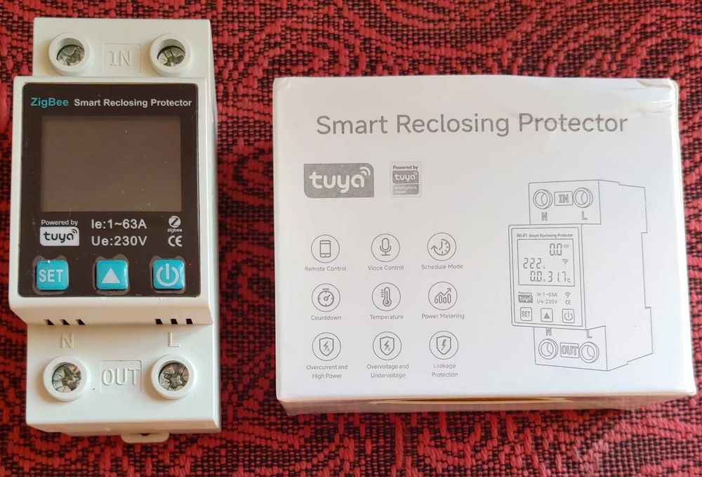 Zigbee автомат с экраном, энергомониторингом, защитой и задержкой Tuya