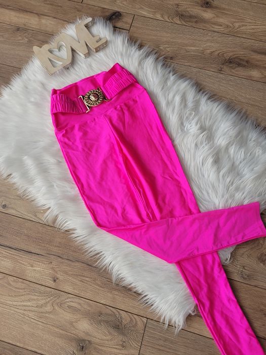 Leginsy Lycra La Diva róż neon  klamra lew polski producent