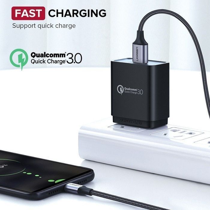 Kabel Usb Do Micro Usb Ugreen  Us290 Qc 3.0 2.4A 1M (Czarny)