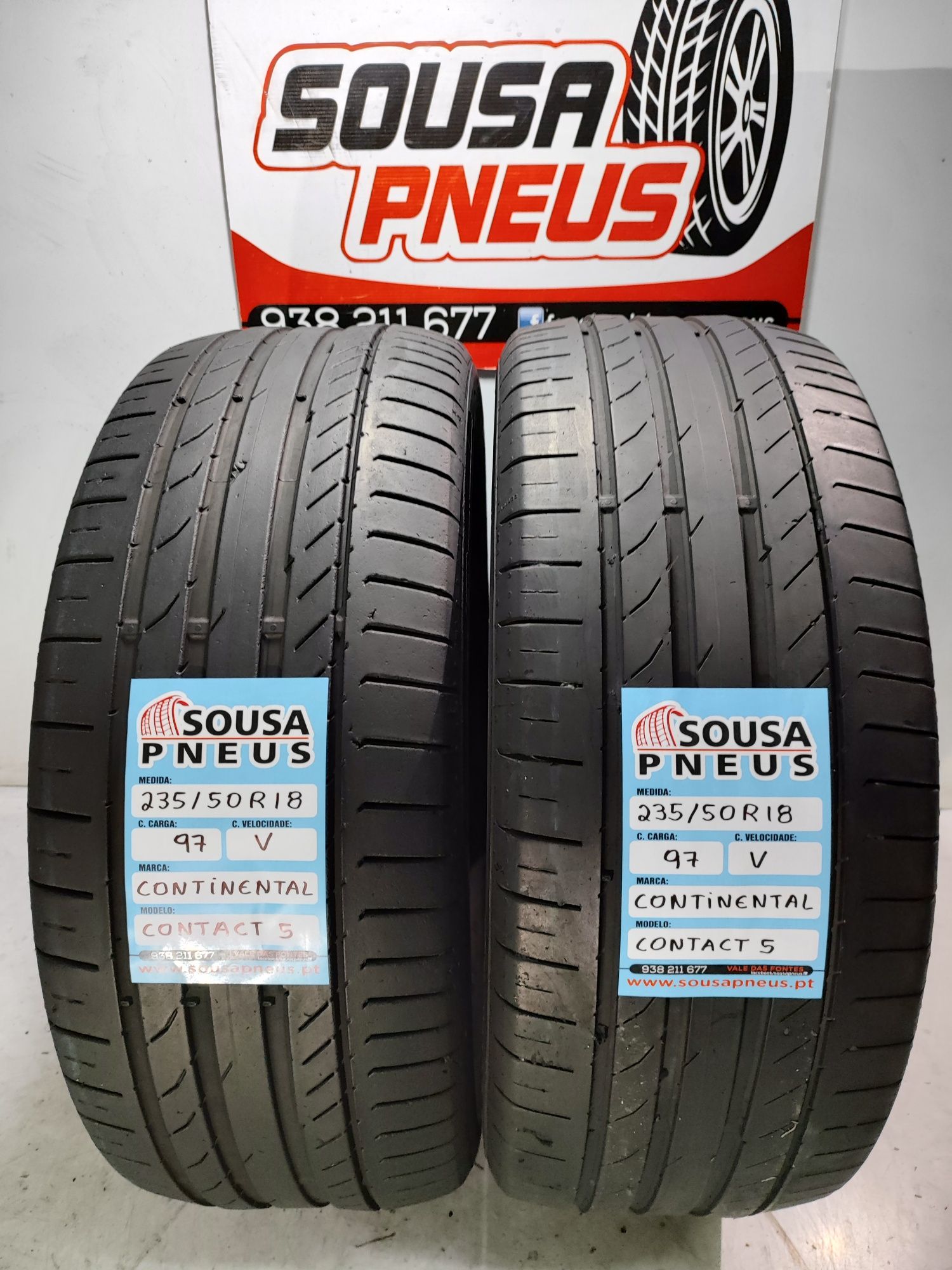 2 pneus semi novos continental contact 235/50R18 97V Oferta dos Portes