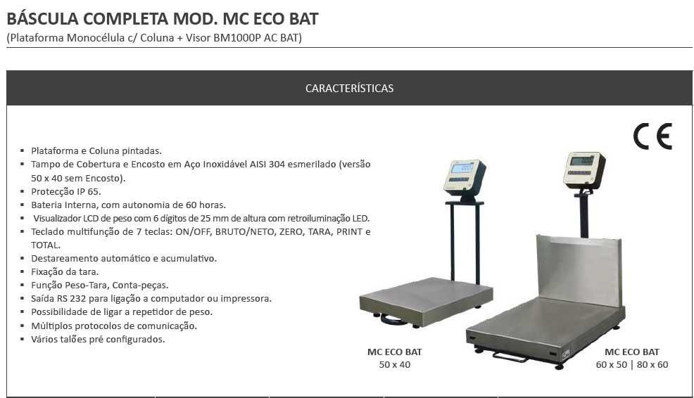 Balança MC6050 MARQUES 150/300Kg, divisão 50/100g
