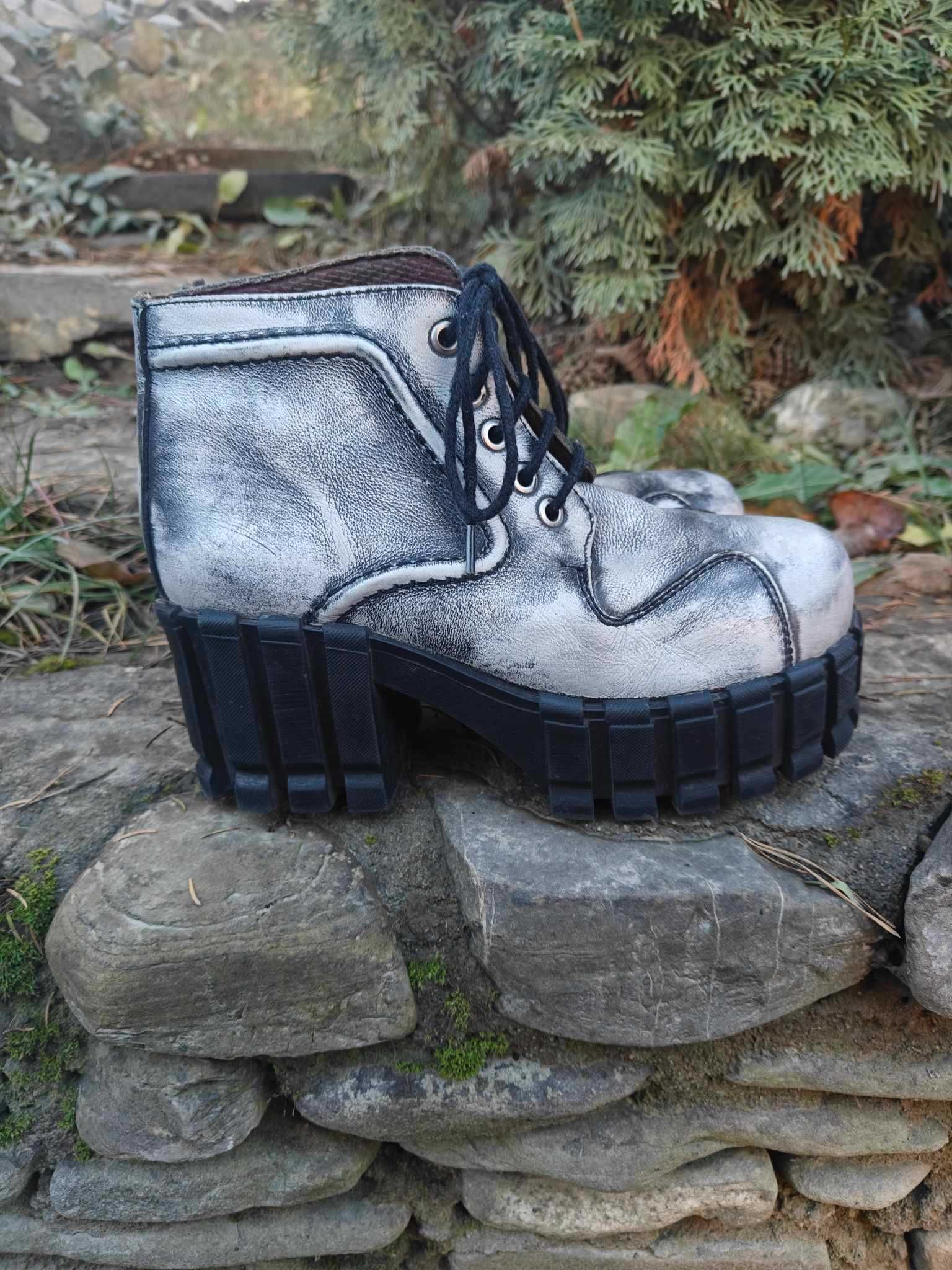 Simone skórzane damskie botki buty hiszpańskie 36 goth platformy