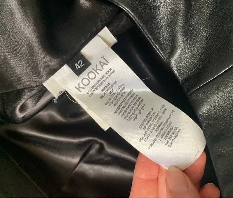 KOOKAI skórzana prosta spódnica minimalizm ze skóry naturalnej XL