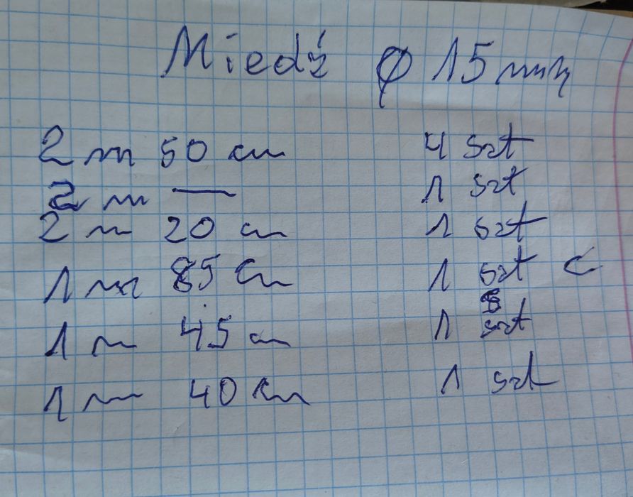 Rury miedziane z demontażu 17mb fi 15