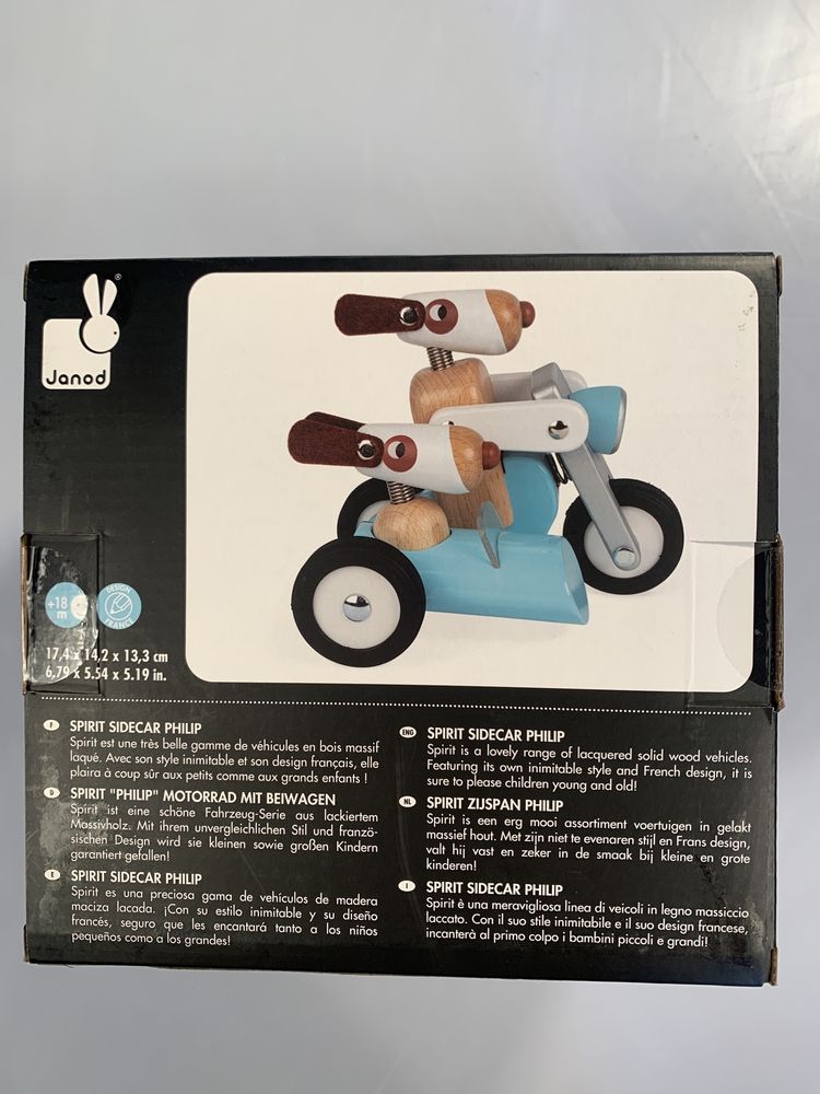 Janod motocykl drewniany zabawka dla dzieci piesek