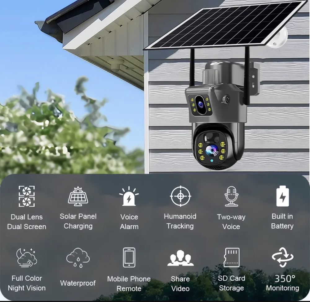 Зовнішня бездротова камера 4K 8MP 4G SIM-карта ВІДЕОКАМЕРА V380Pro PTZ