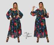Sasha Ferrano sukienka VINA szyfon długa maxi Plus size UNI 46/48/50