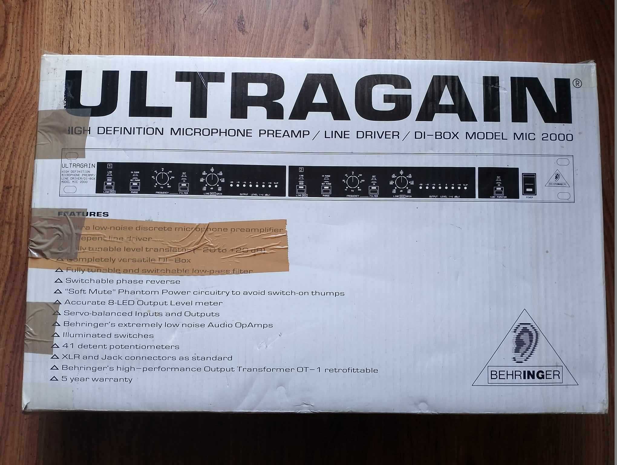 Behringer Ultragain MIC 2000 Di-Box, line driver , mikrofon preamp