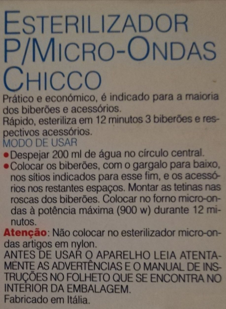 Esterilizador p/ Microondas Chico (até 3 Biberões)