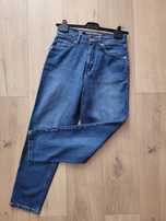 Spodnie jeansowe mum jeans boyfriend ciemny jeans przetarcia wysoki
