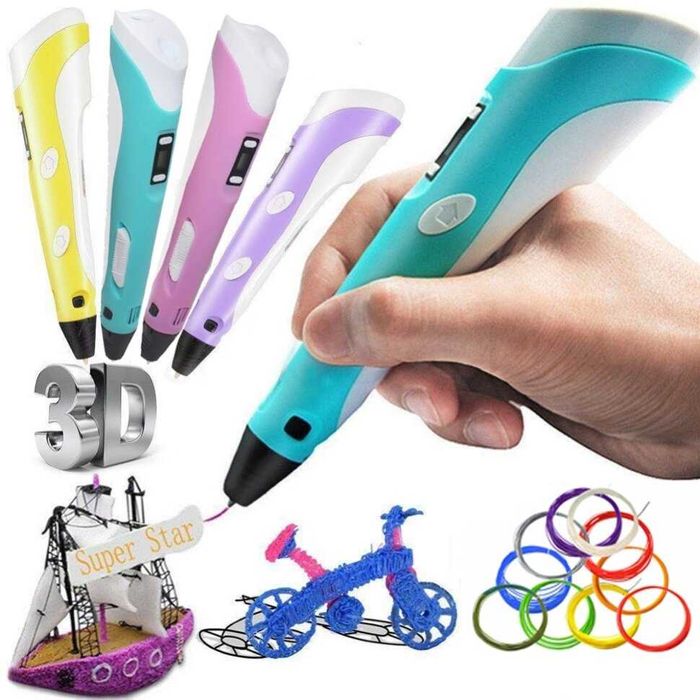 Дитяча 3D Ручка 3DPen-3 з дисплеєм  трафарети  пластик 3Д ручка