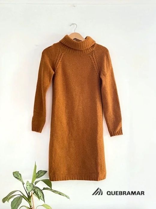 Túnica Gola alta Quebramar Castanha Lã
