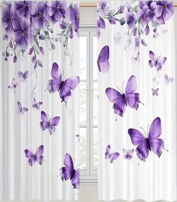 ZASŁONY 2D 60x150cm MOTYLE Z Motywem Orchidei na tunelu 2szt h161