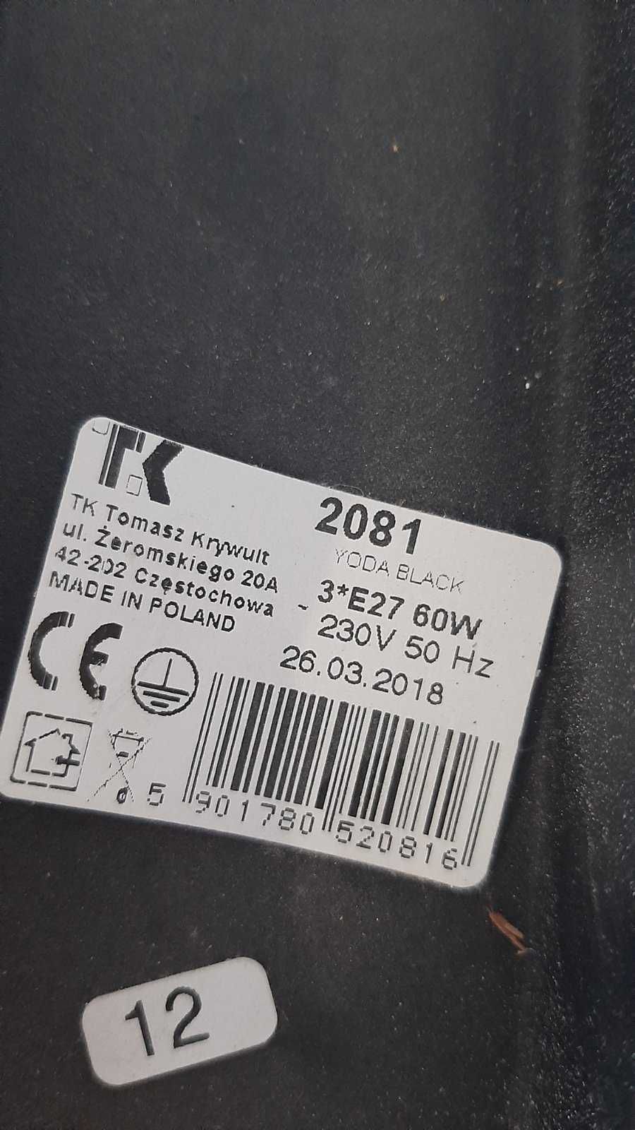 Підвісний світильник TK Lighting Yoda Black Orbit 3PL 3x60 Вт