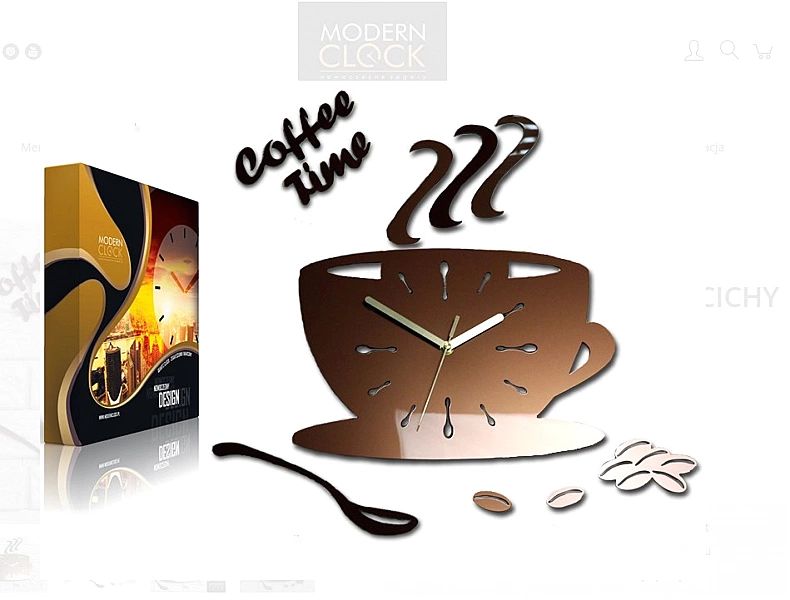 Kuchenny Zegar Ścienny Filiżanka Coffe Time Metalic Copper Miedź