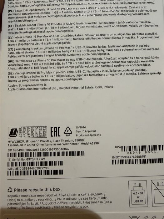 Iphone 16 Pro Max 256gb