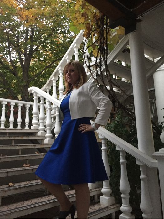 Сукня атласна синя