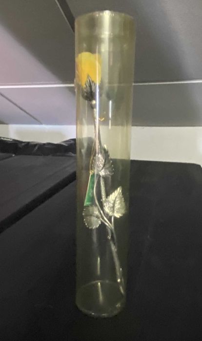 Rosa amarela APLIQUE 95% Puro Estanho NOVA