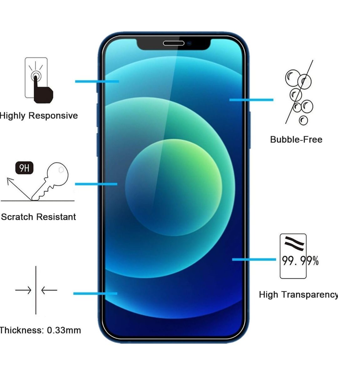 NEW'C 2 sztuki Szkło dla iPhone 12, iPhone 12 Pro