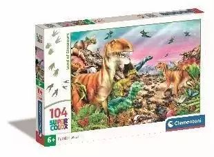 Puzzle 104 Super Kolor Land of Dinosaurs. Clementoni