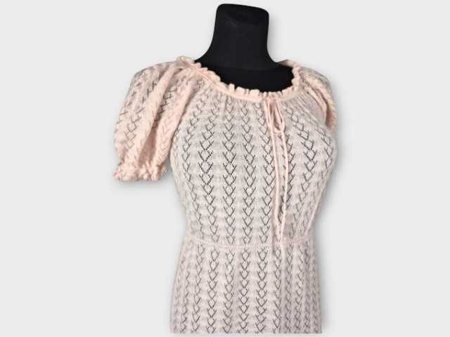 Śliczna sukienka ażurowa Popin S/M pudrowy róż lato boho