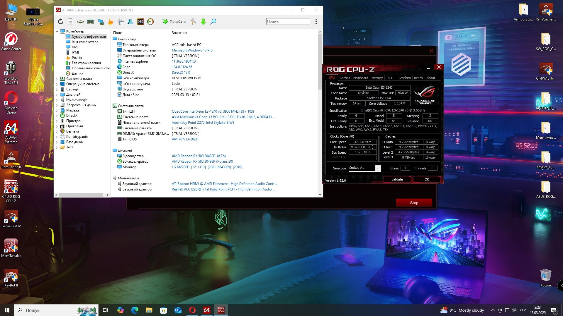 ASUS maximus 9 code z270 s1151