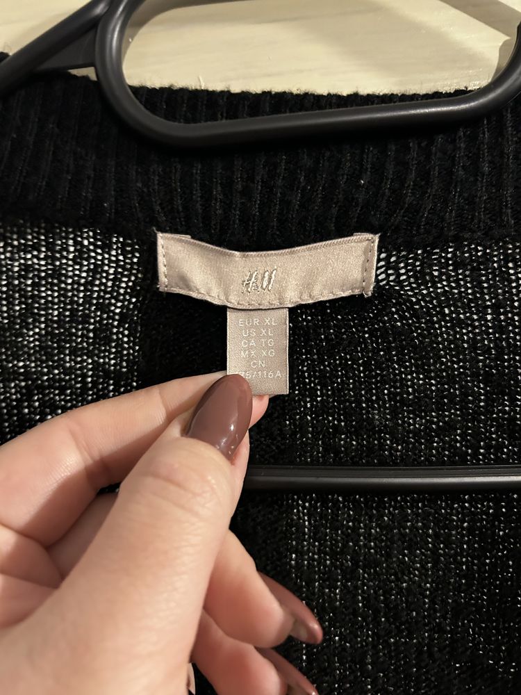 Czarny sweter kardigan plus size H&M