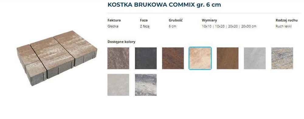 Kostka Brukowa Commix 6cm Polbruk melanż nerino