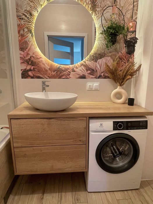 Szafka pod umywalkę z blatem nad pralkę -  meble łazienkowe