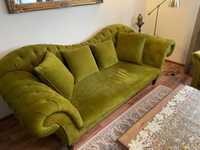 Komplet sofa + 2  fotele zielone, oliwkowe