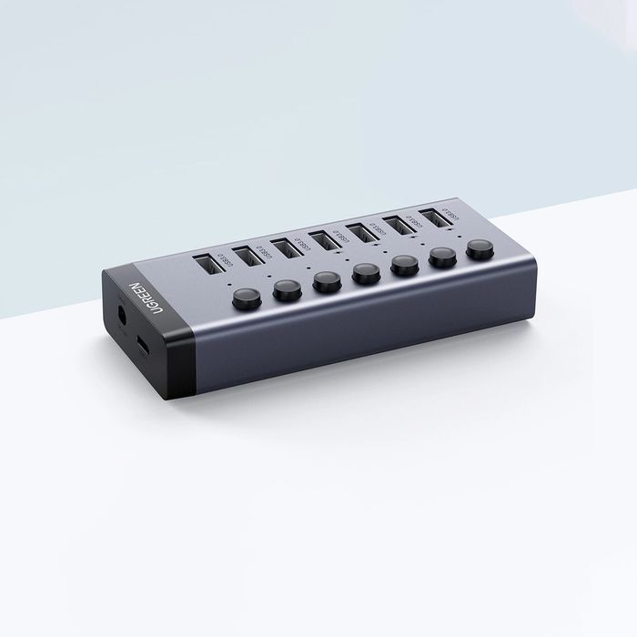 Ugreen wielofunkcyjny HUB 7w1 USB Typ C - 7x USB Typ A 3.0 PD DC 12V