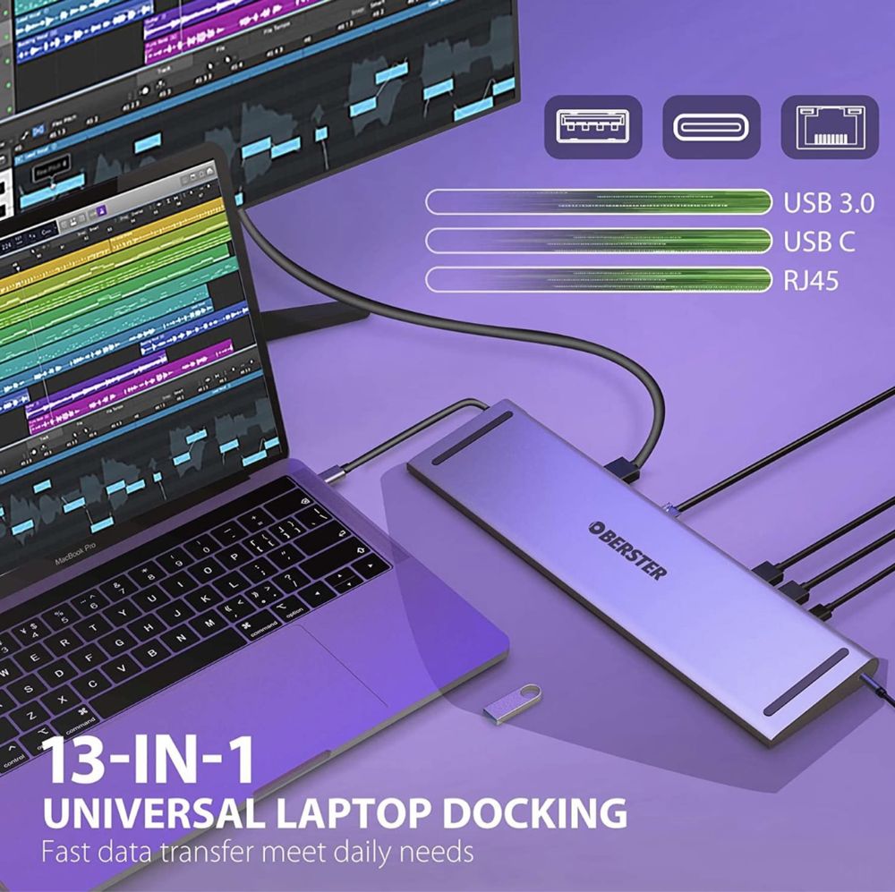 SELADO Docking Station USB-C 2xHDMI (13 em 1) Profissional.