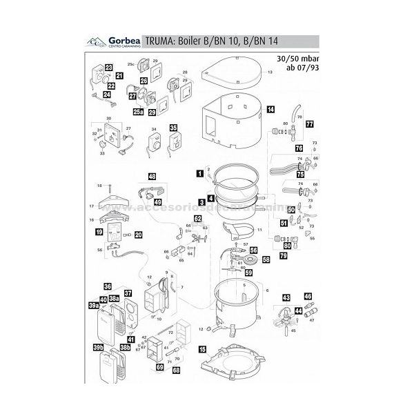 Boiler/aquecedor de água a gás Truma 10L (Autocaravana / Campervan)