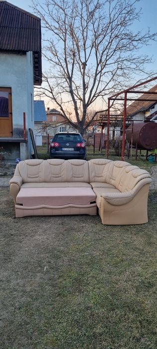 Шкіряний-Кожаний-Розкладний куток-Диван