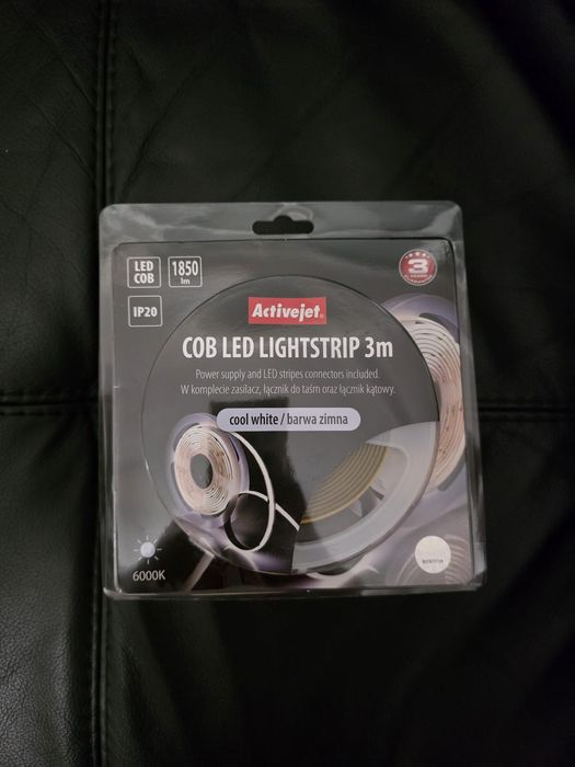 ActiveJet taśma Led Cob biały zimny 3 m + zasilacz wiązka ciągła