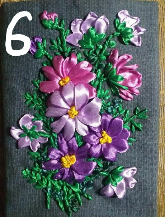 Блокноти А5 клітинка. Вишитий стрічками блокнот.