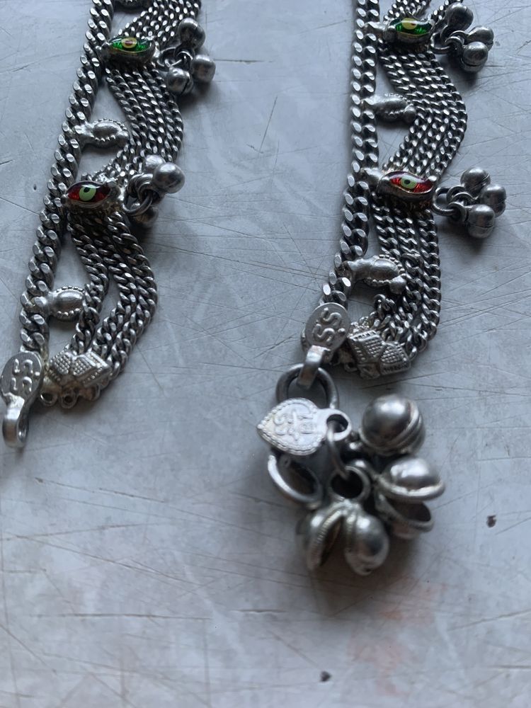 Индийские браслеты на ногу с колокольчиками серебро
