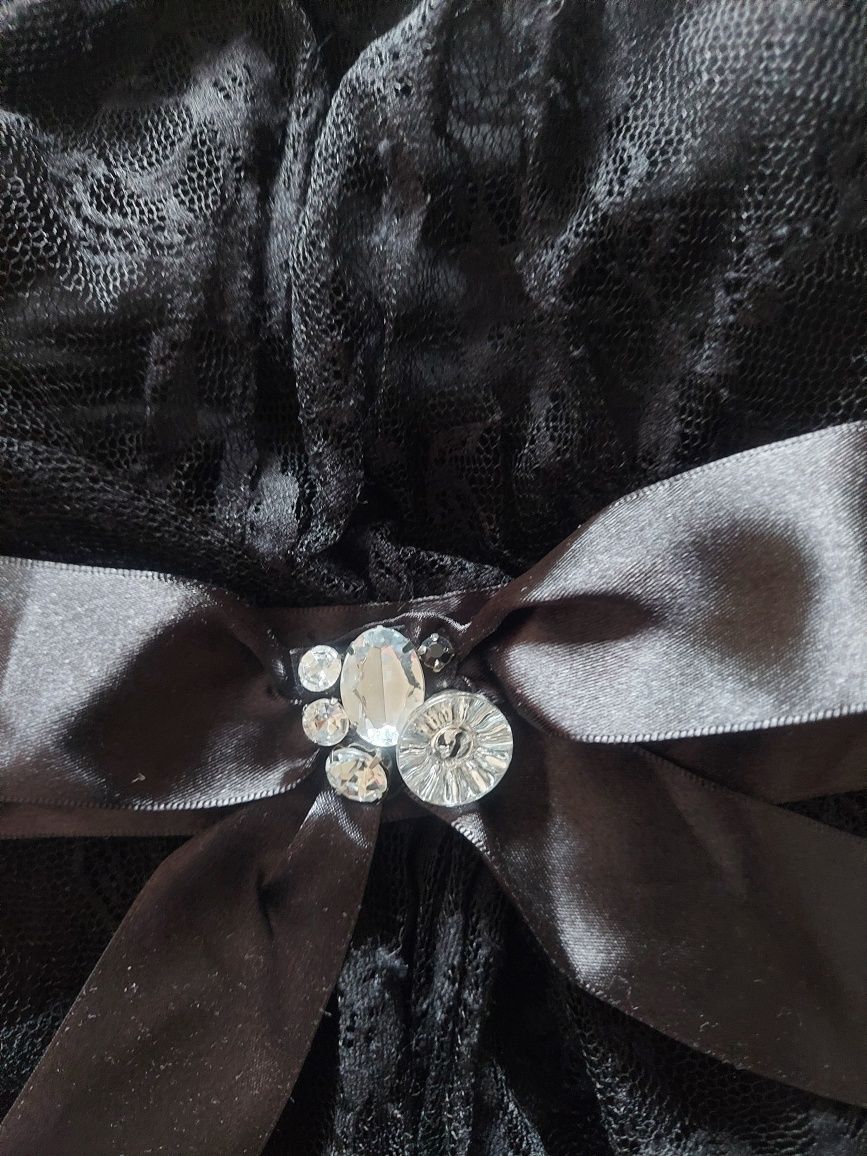 Kobieca i stylowa bluzka gorsetowa elastic black koronka r S/36