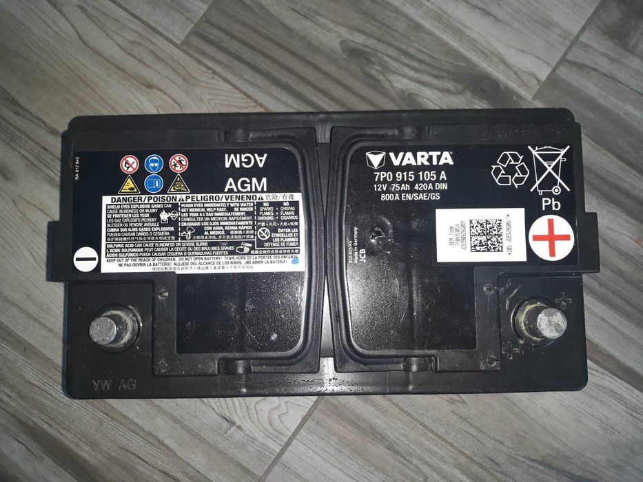 Акумулятор AGM Varta 75Ah/800A,(2019рік) VAG ОРИГІНАЛ, 7P0 915 105 A