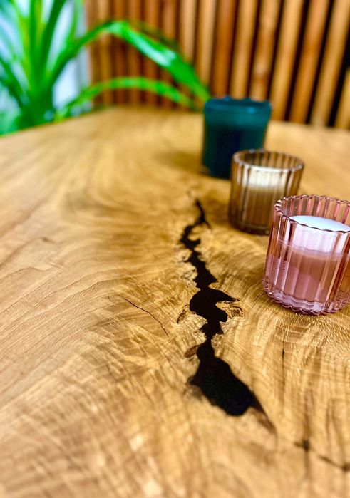 Stolik kawowy duży dębowy salon dąb loft lite drewno monolit