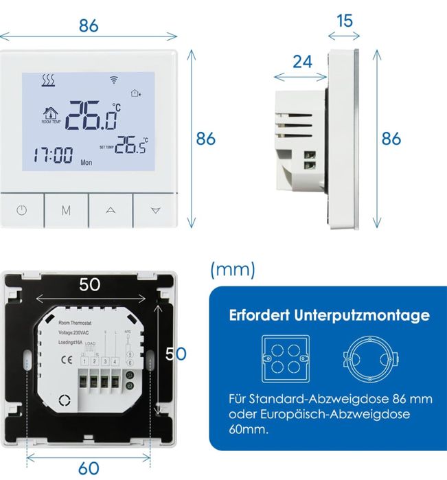 Termostata Beok TDS75-WIFI-WP do wodnego ogrzewania podłogowego