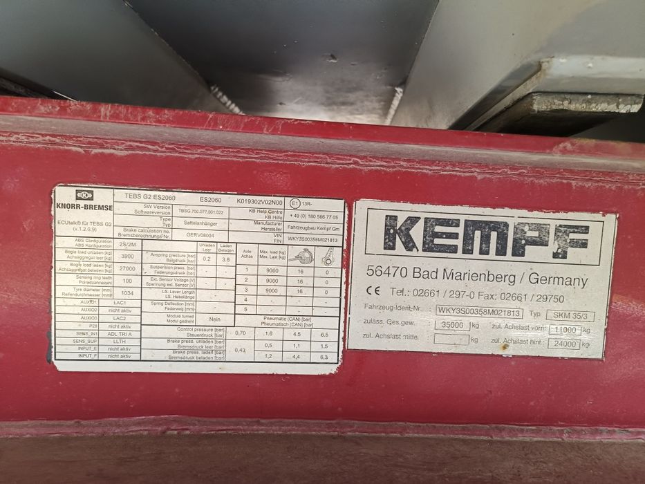 Naczepa wywrotka Kempf aluminiowa waga 5140kg z Niemiec