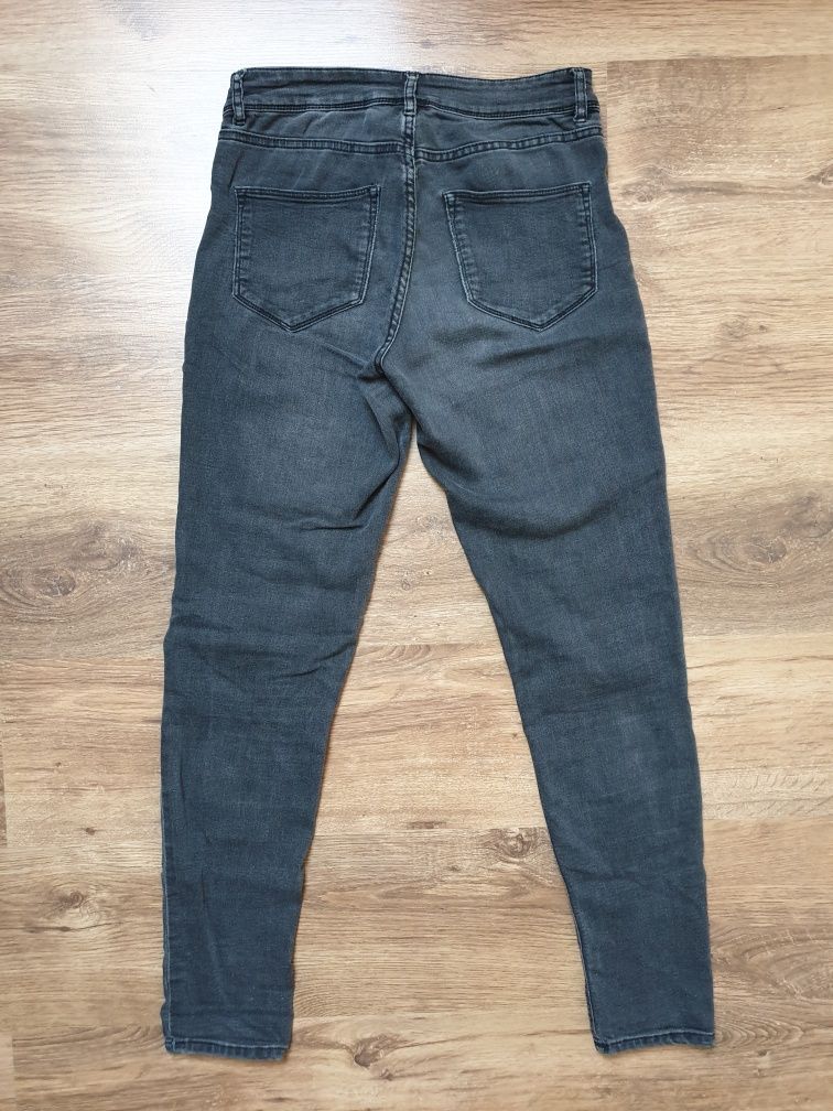 Jeansy skinny regular waist ciemnoszare H&M