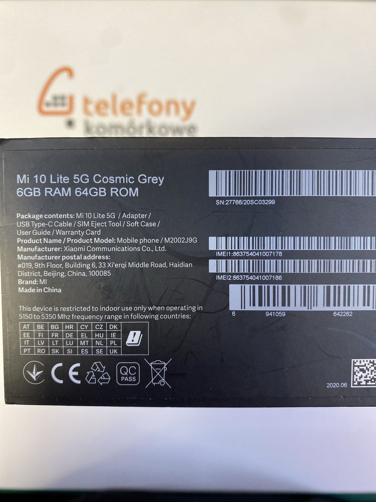 Xiaomi Mi 10 Lite 5G Cosmic Grey 64GB 6 GB Telefon komórkowy