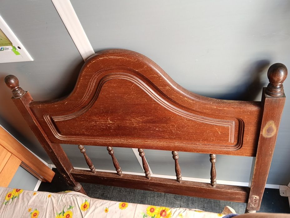 Estrutura de cama de solteiro madeira mogno