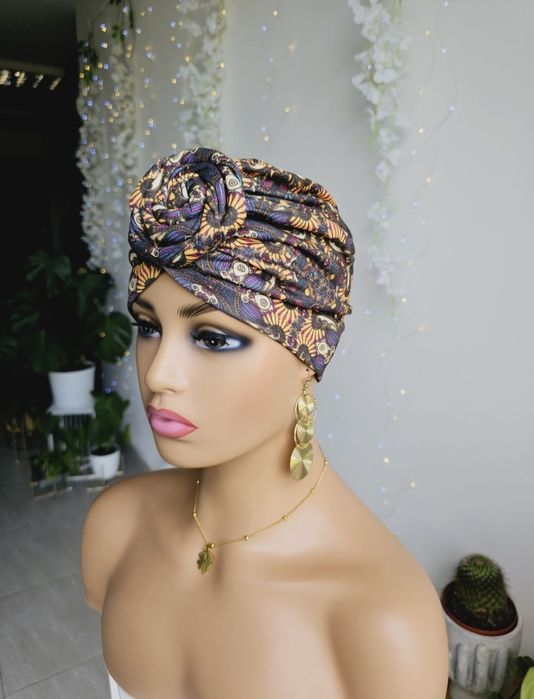 Turban czapka chustka na głowę w trakcie leczenia chemioterapii Soa