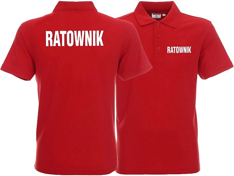 Koszulka Polo męska RATOWNIK czerwona (XL)
