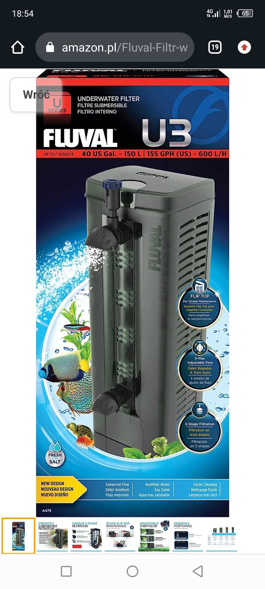 FLUVAL U3, filtr wewnętrzny l, filtr do akwarium, 150 l, akwarium