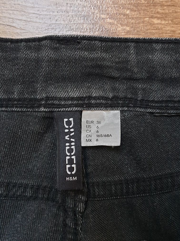 Jeansy skinny regular waist ciemnoszare H&M