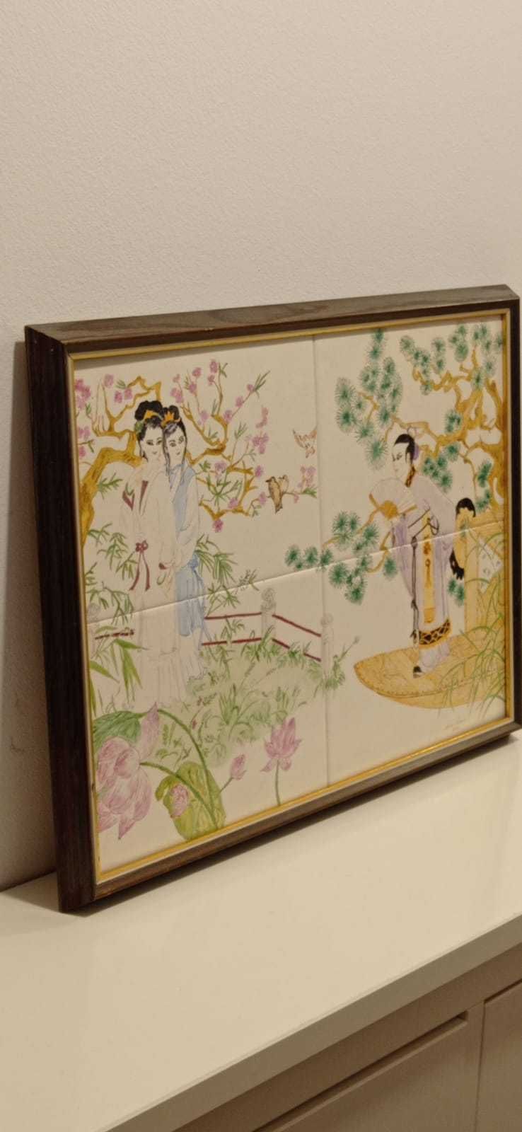Obraz Płytki Ceramika Malowane Ręcznie - Motyw Japoński